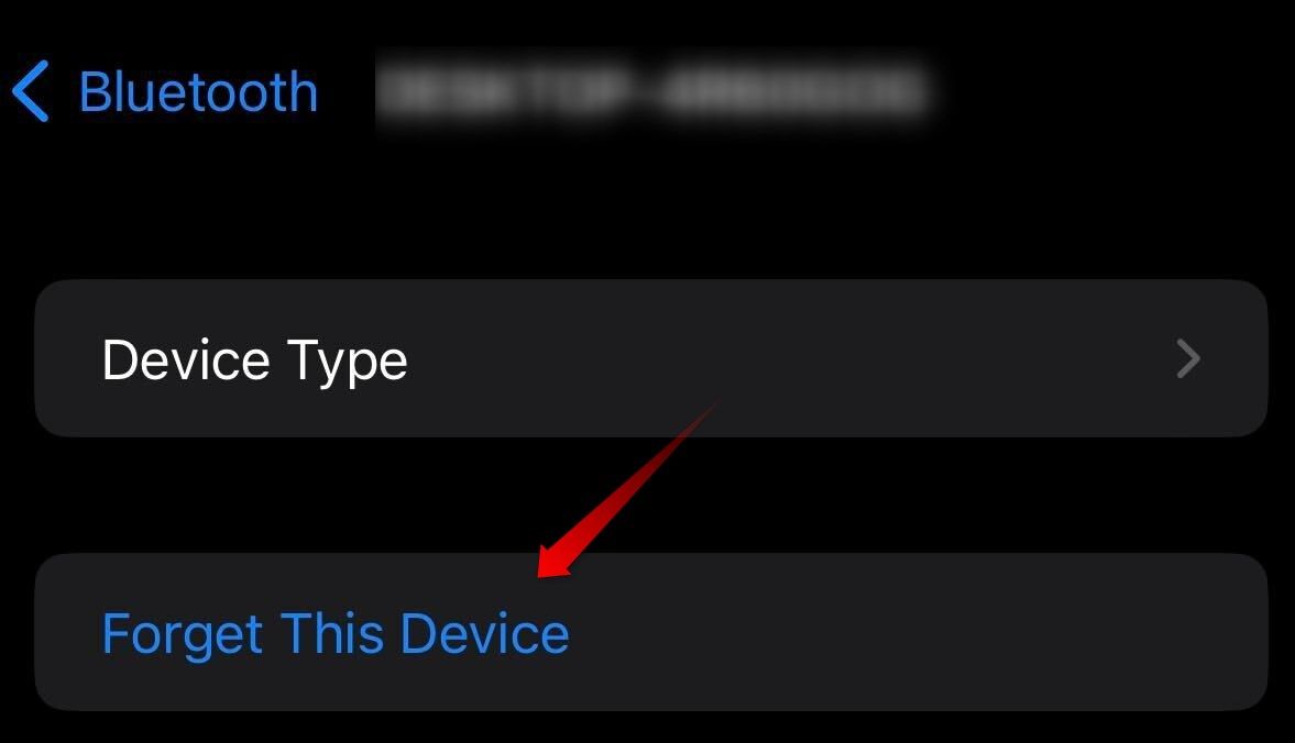 Forgetting a Bluetooth device on iPhone.