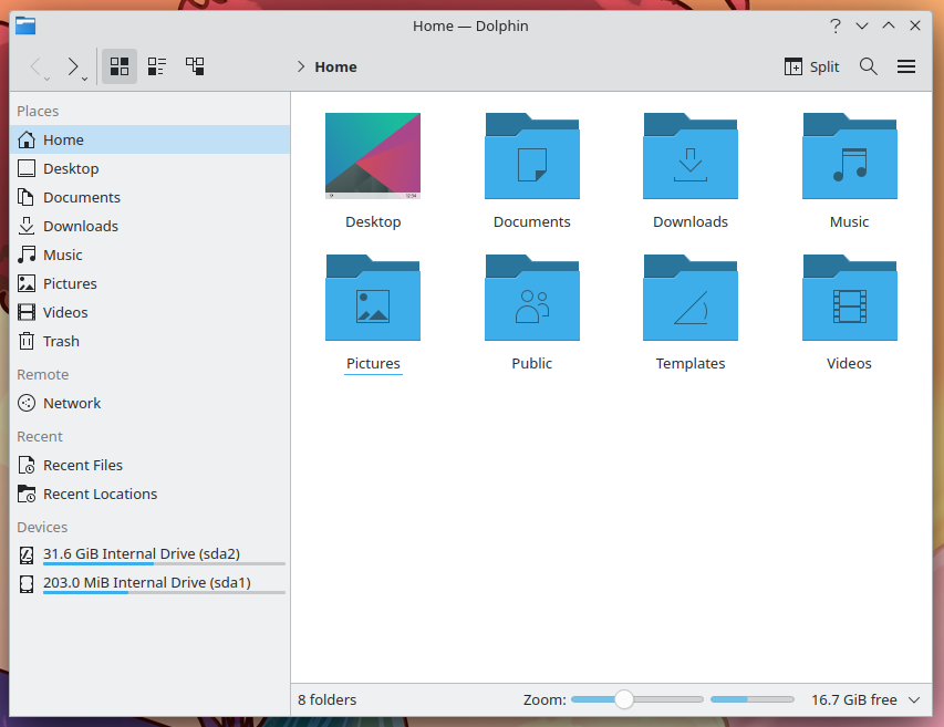 The KDE Plasma Dolphin file browser