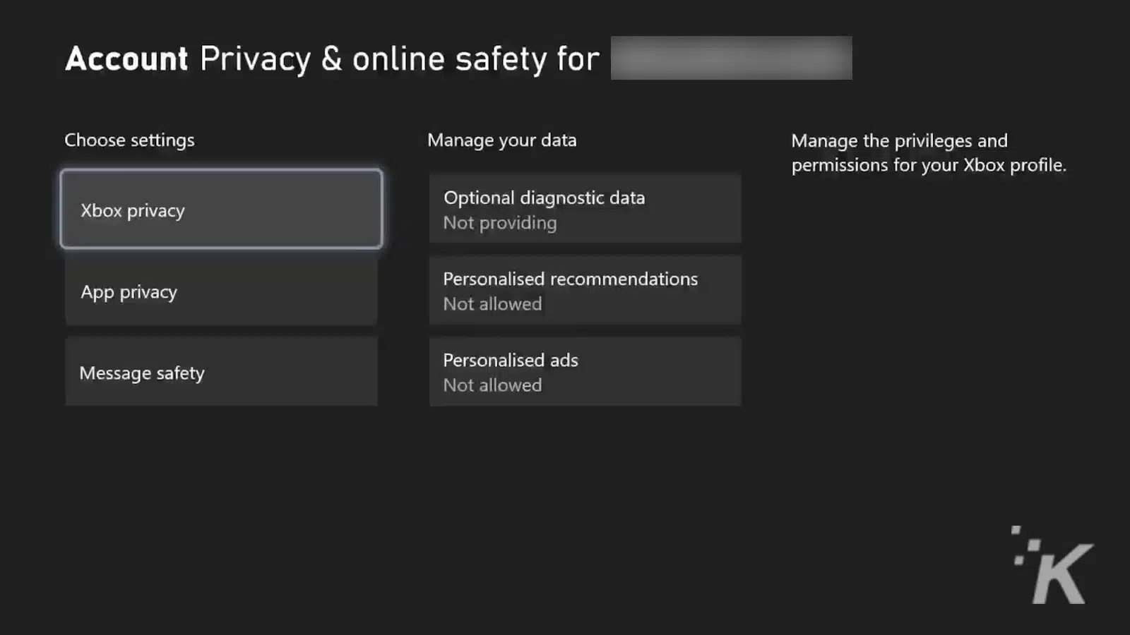 account privacy xbox settings