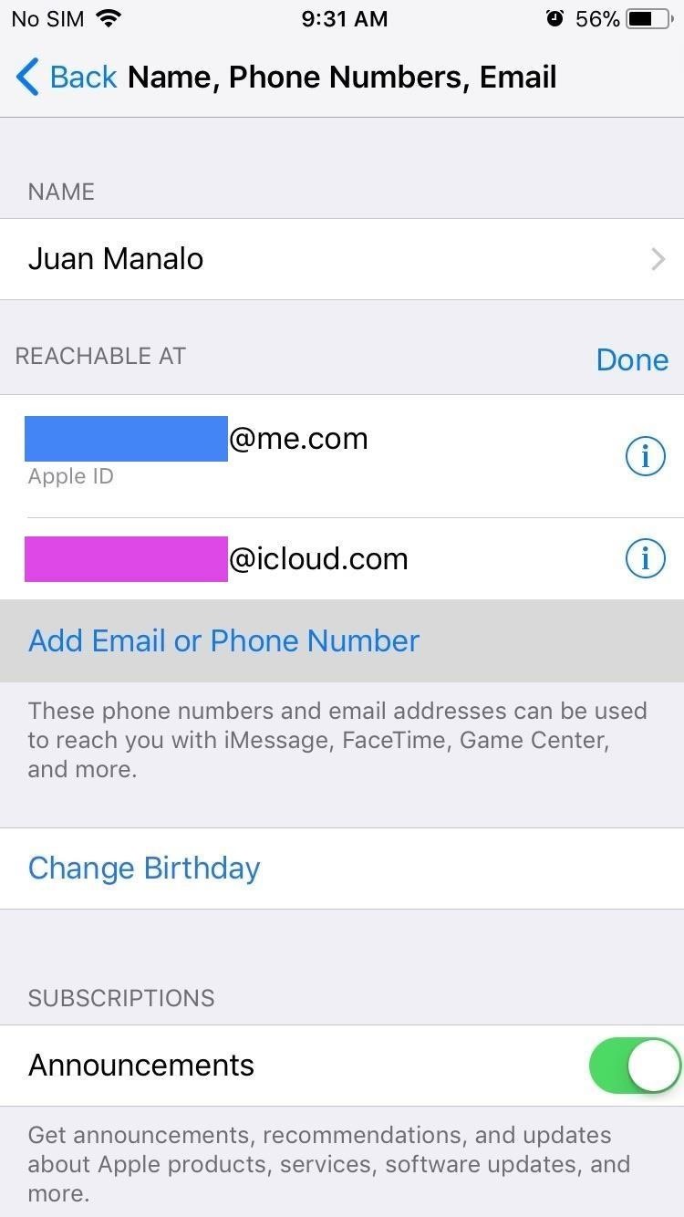 How to Add Additional Emails to FaceTime & Messages in iOS 11