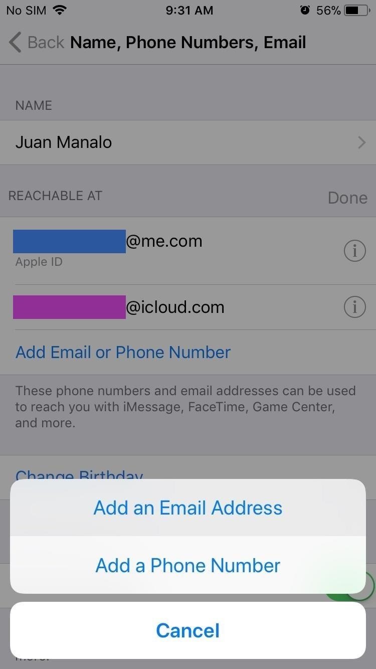 How to Add Additional Emails to FaceTime & Messages in iOS 11