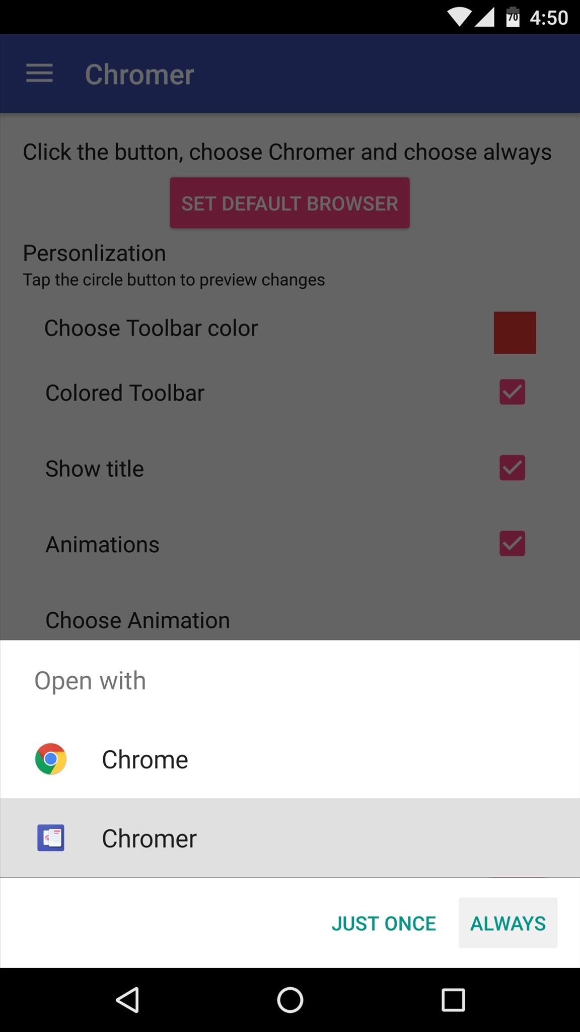 How to Add Chrome Custom Tabs to Every App on Android