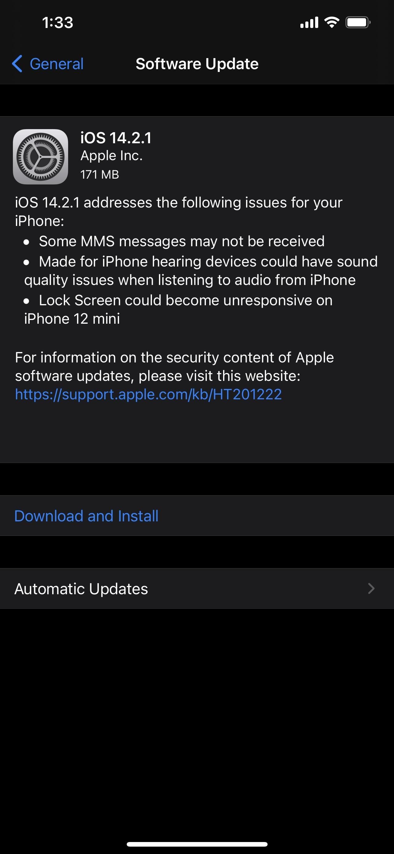 Apple Releases iOS 14.2.1 for Missing Messages Bug & iPhone 12 Mini Lock Screen Issue