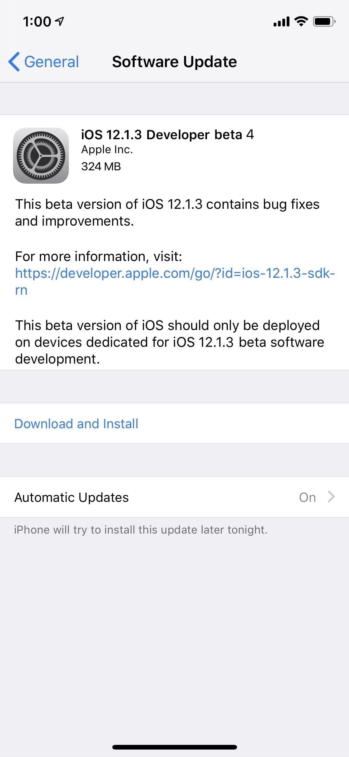 Apple's iOS 12.1.3 Developer Beta 4 Available for iPhones