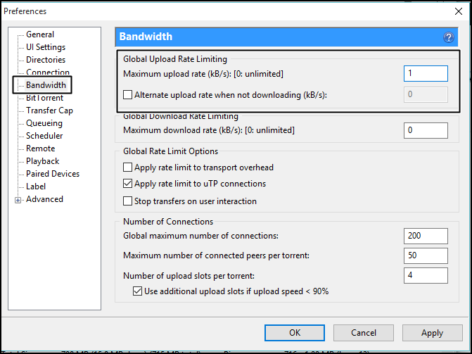 set Maximum Upload Limit to 1