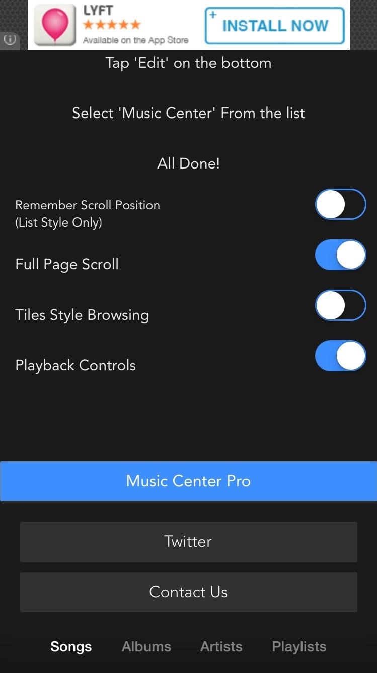 Browse & Play Your Entire Music Library Directly from the Notification Center