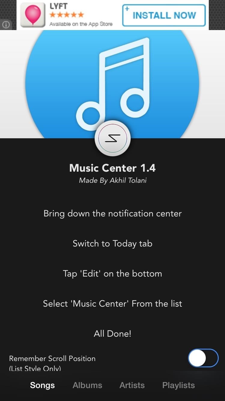 Browse & Play Your Entire Music Library Directly from the Notification Center