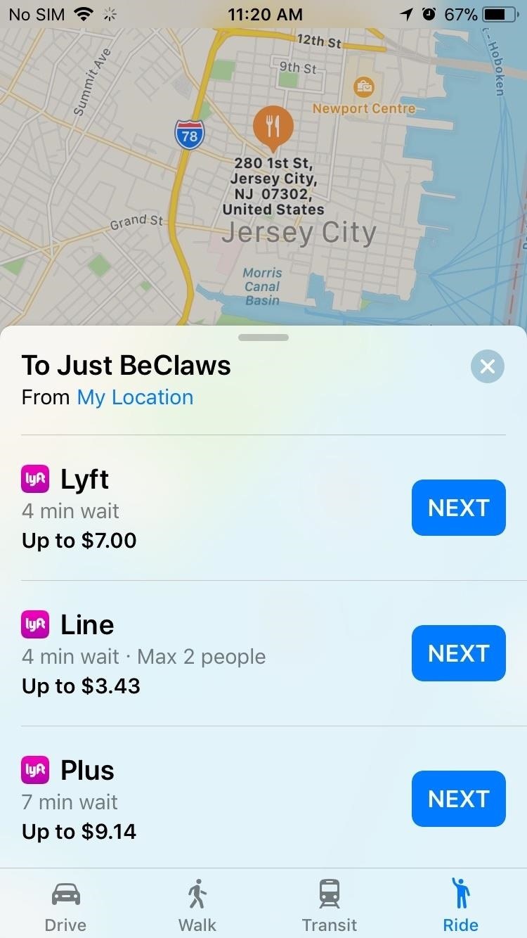 How to Catch a Ride with Lyft or Uber Straight from Apple Maps in iOS 11