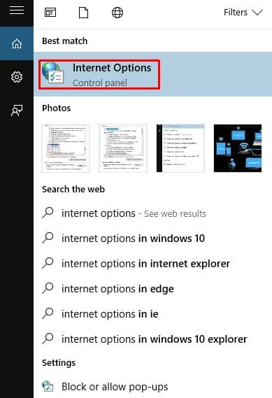 Internet Options