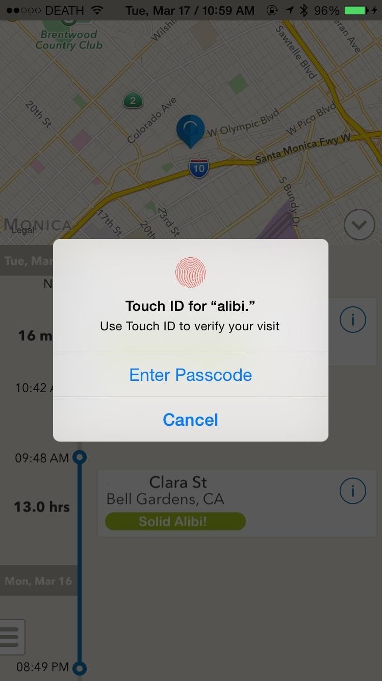 Confirm Your Location with Touch ID to Give Yourself an Alibi