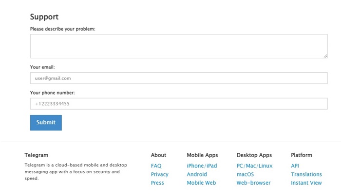 Contact Telegram Support