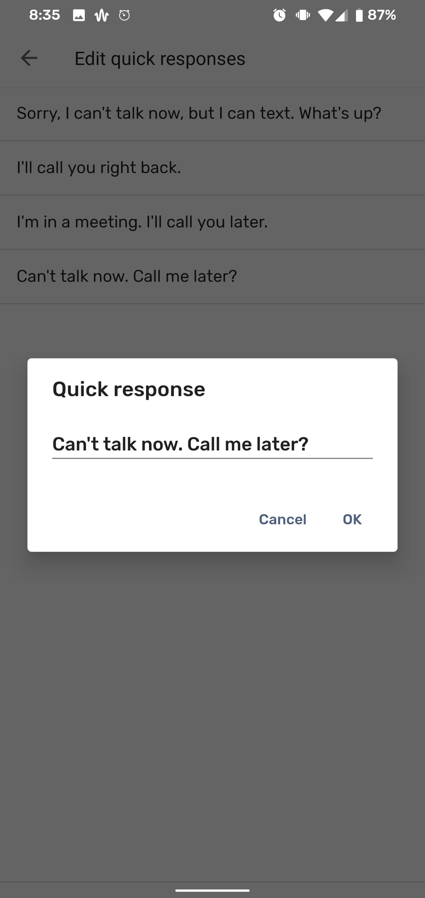 How to Customize the Quick Responses for Declining Calls in the Google Phone App