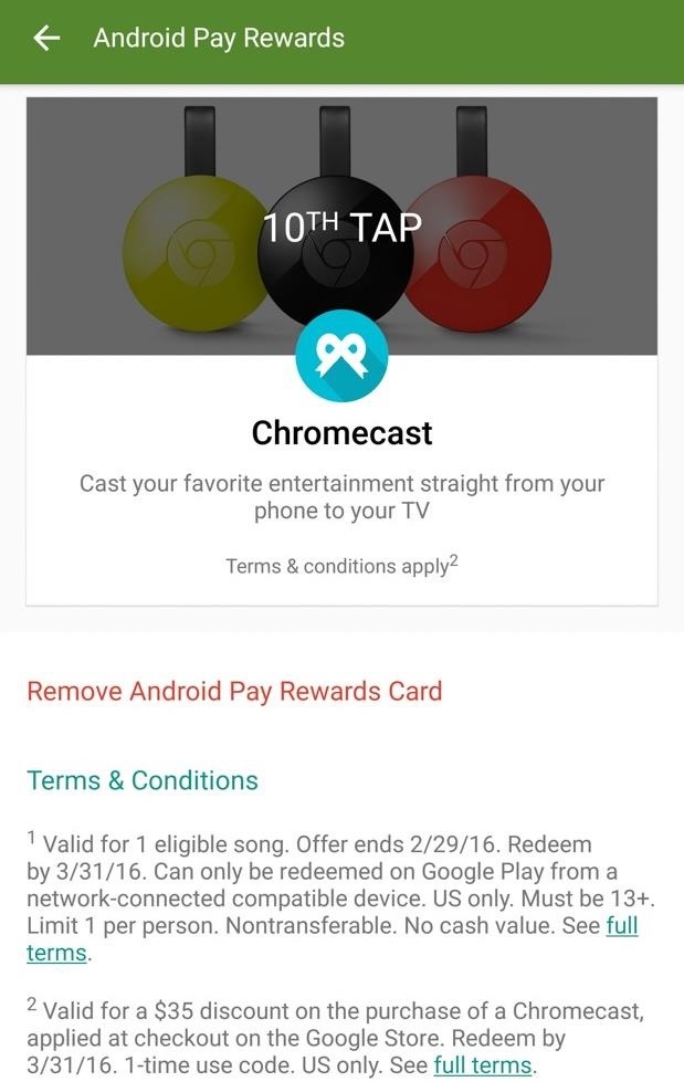 Deal Alert: Use Android Pay to Get a Free Chromecast & Music