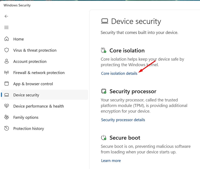 Core isolation details