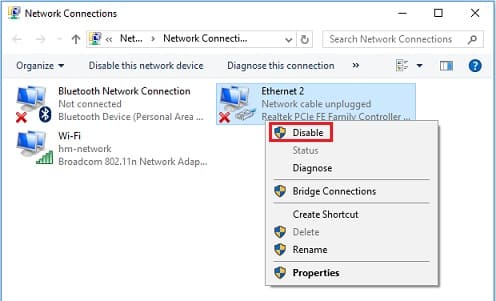 Disable Network Adapters