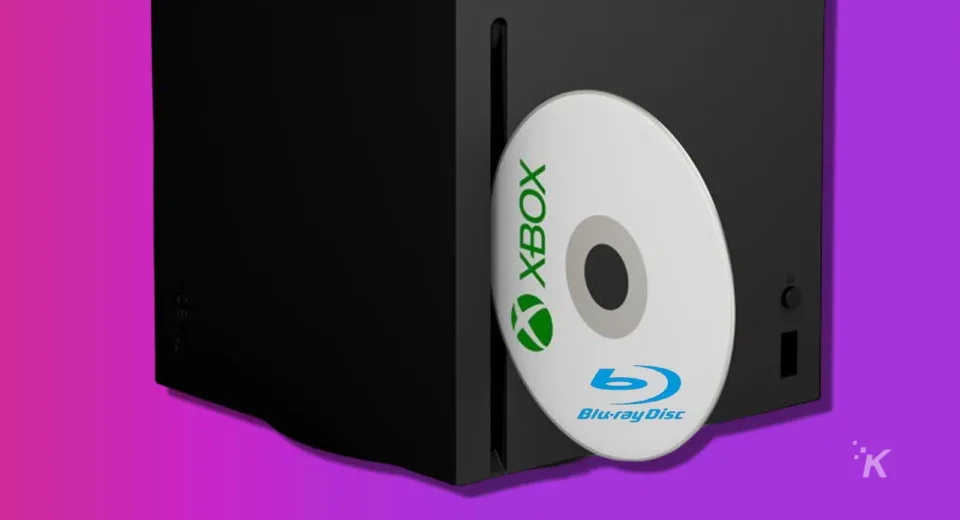 xbox series x blu ray player on purple background