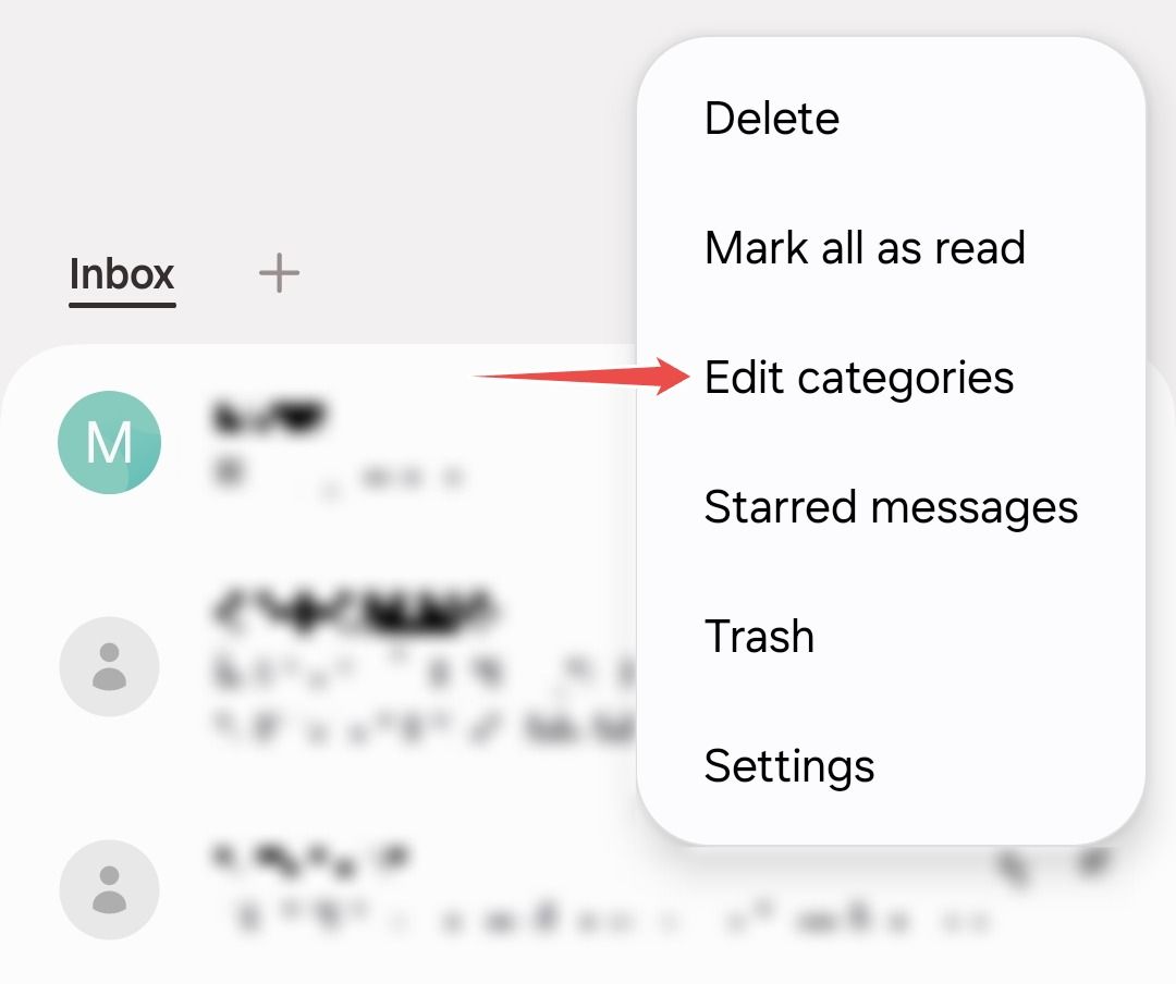 Edit conversation categories in Samsung Messages