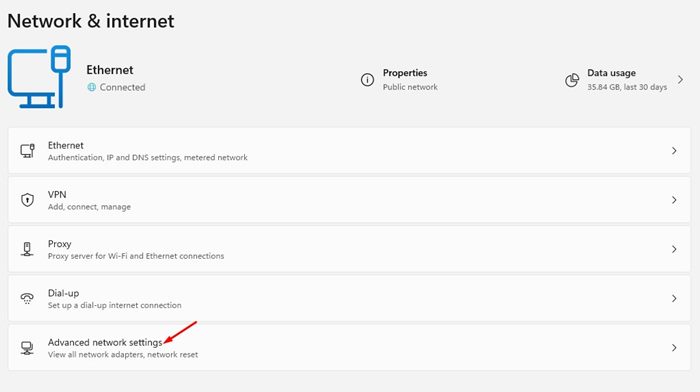 Advanced network settings