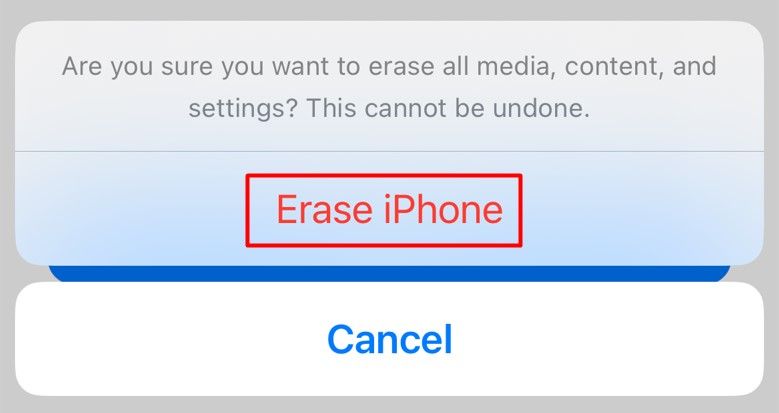 Erase iPhone option in the Settings App.