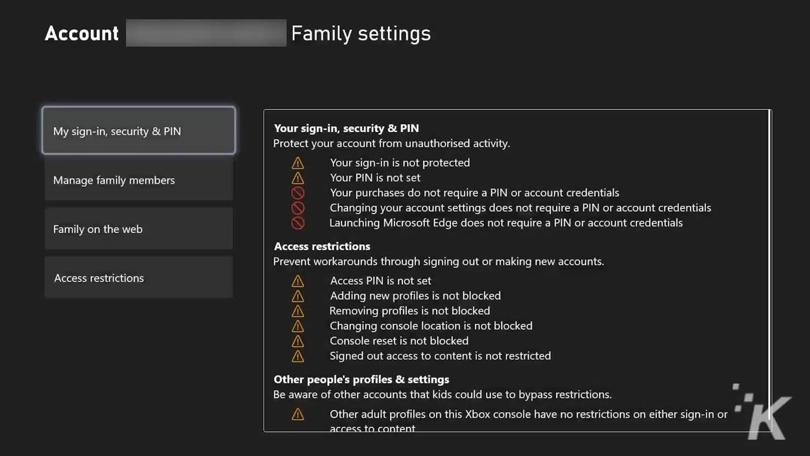 family settings sign in xbox settings