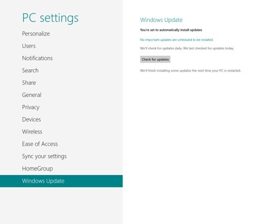 How to Find and Install New System or App Updates in Windows 8