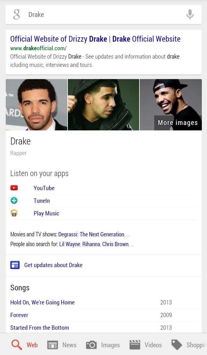 From Search to Music with a Single Click Using Google Now