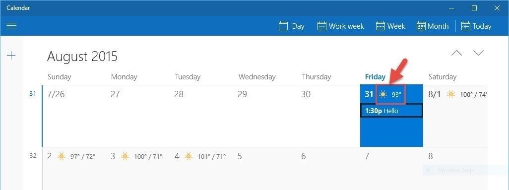 Get Daily Weather Info Right from Your Windows 10 Calendar