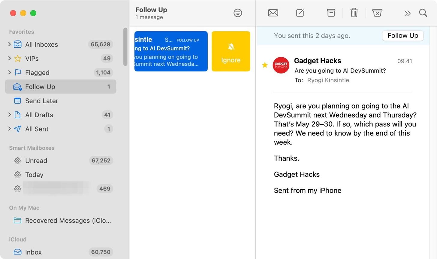 Get Follow-Up Reminders in Apple's Mail App to Get Answers to Important Questions You Forgot You Sent