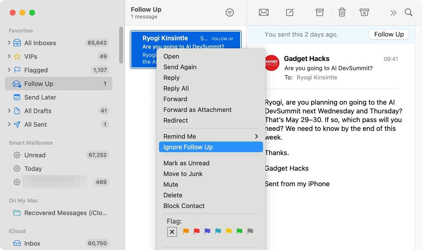 Get Follow-Up Reminders in Apple's Mail App to Get Answers to Important Questions You Forgot You Sent