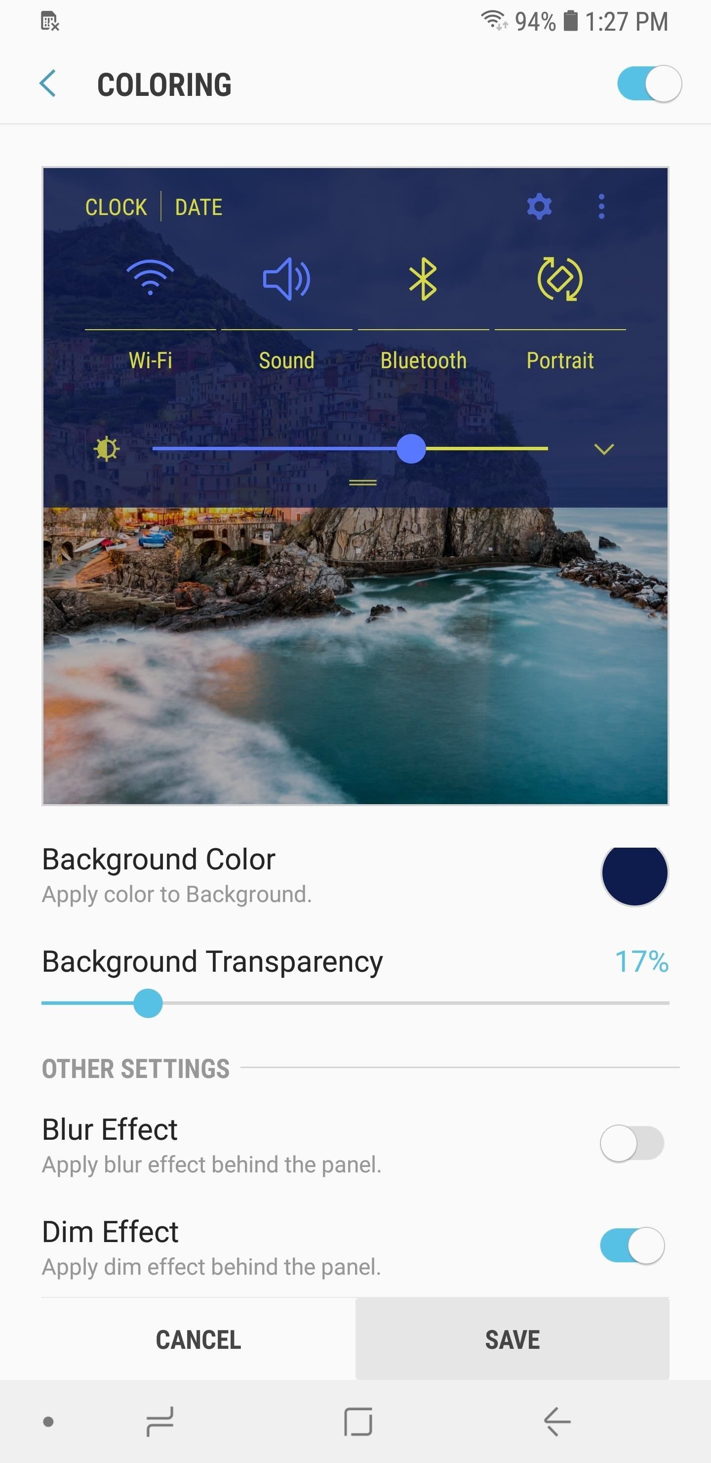 How to Get a Transparent Quick Settings Panel on Your Galaxy S8 or S9