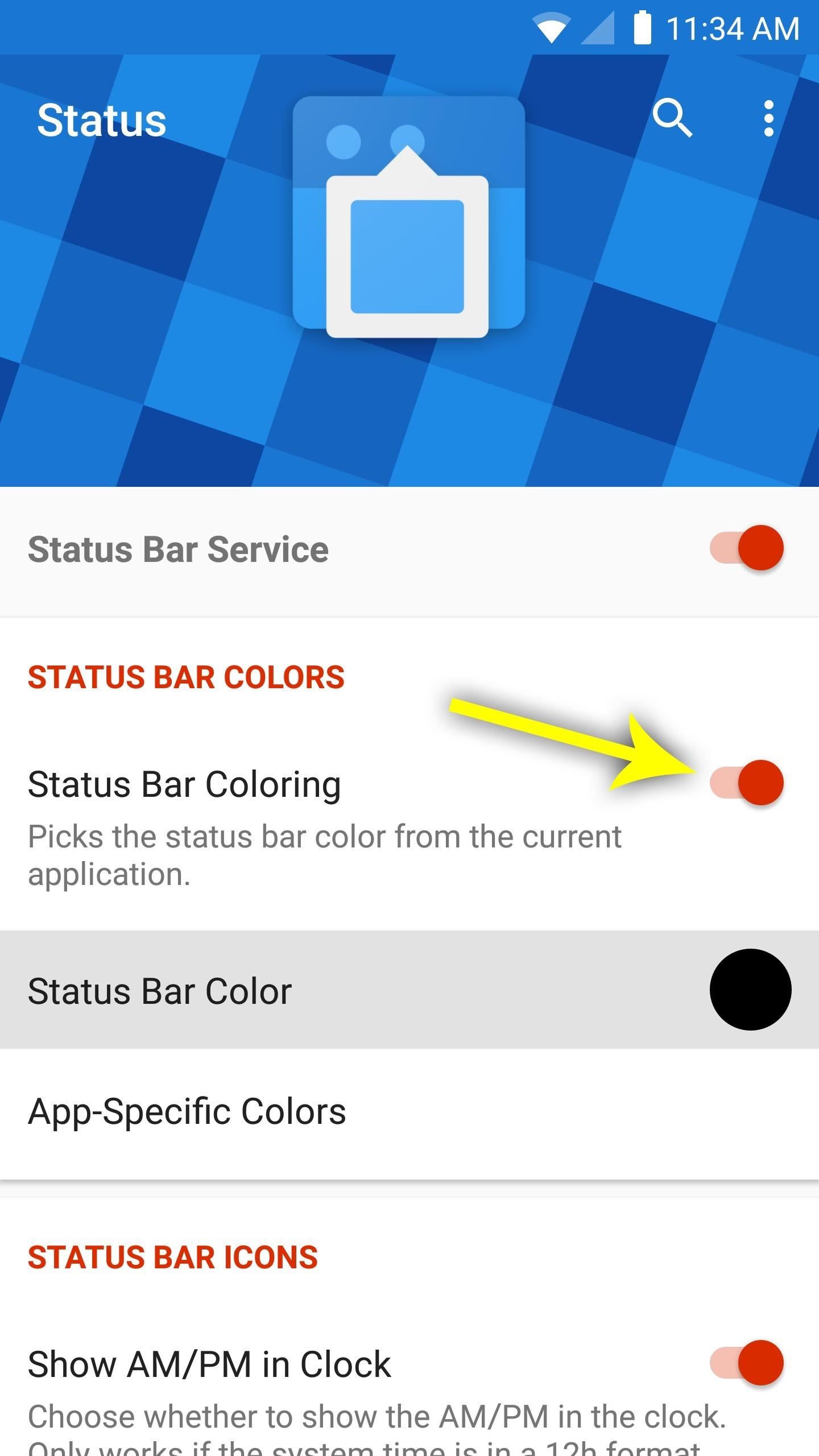 Give Your Status Bar Stock Android's Material Design Icons & Matching Colors