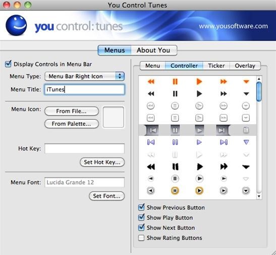 Great Menubar App to Control iTunes: "You Control: Tunes"