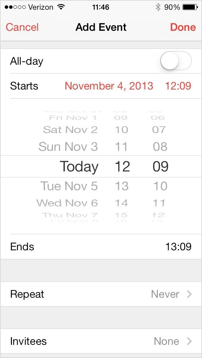 How to Increase Time Increments from 1 to 5 Minutes in the iOS 7 Calendar App