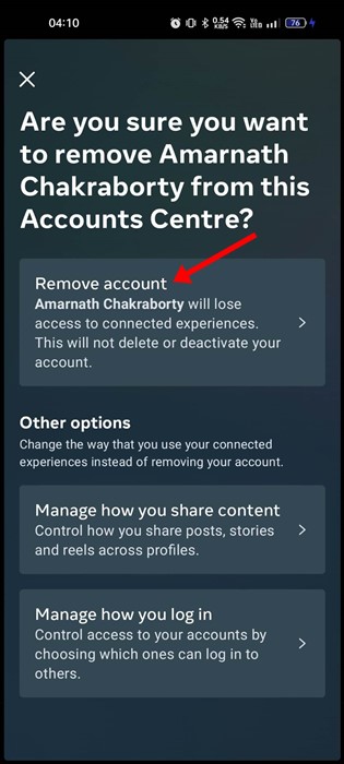 Remove account