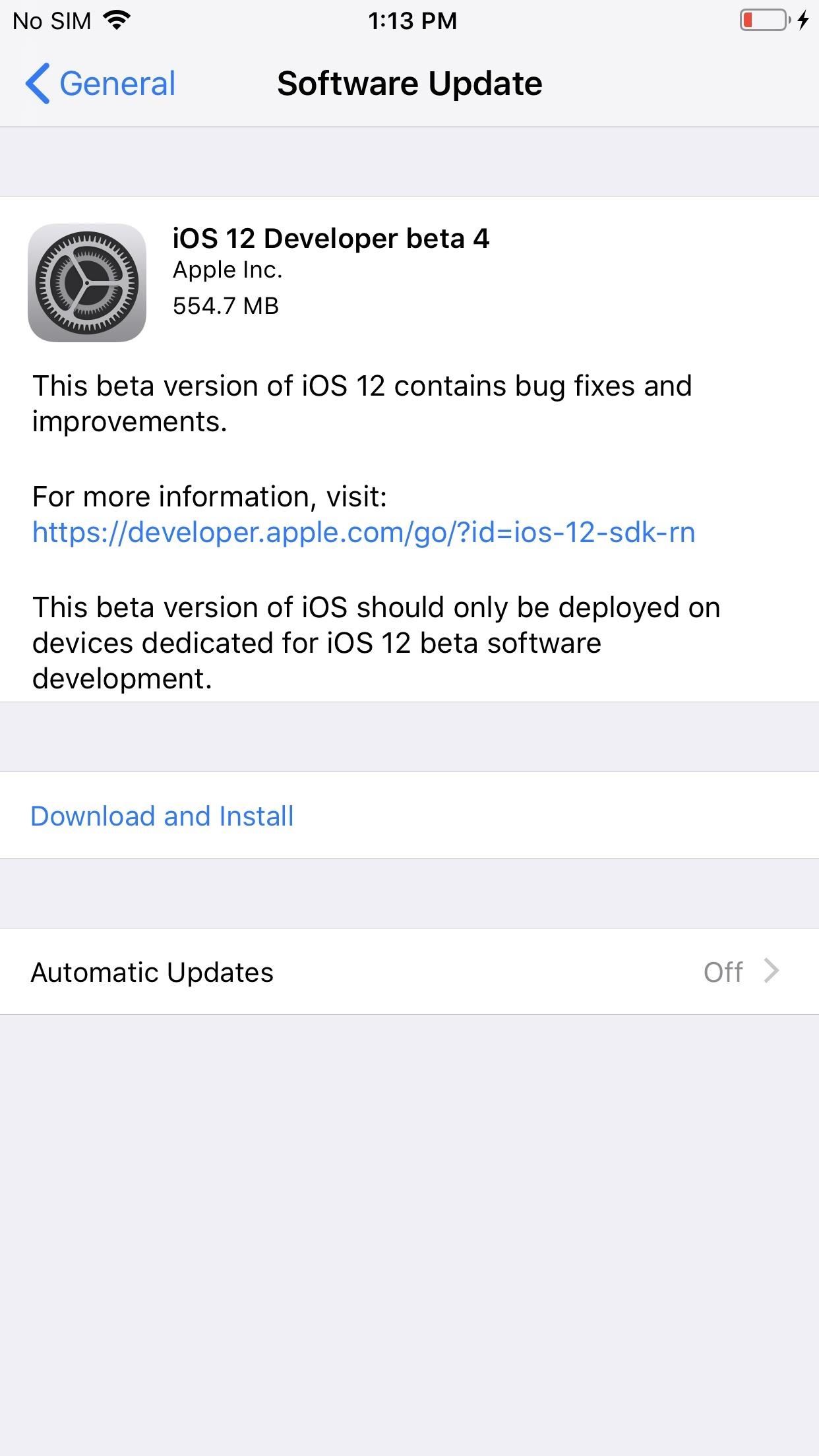 iOS 12 Beta 4 for iPhone Released to Developers