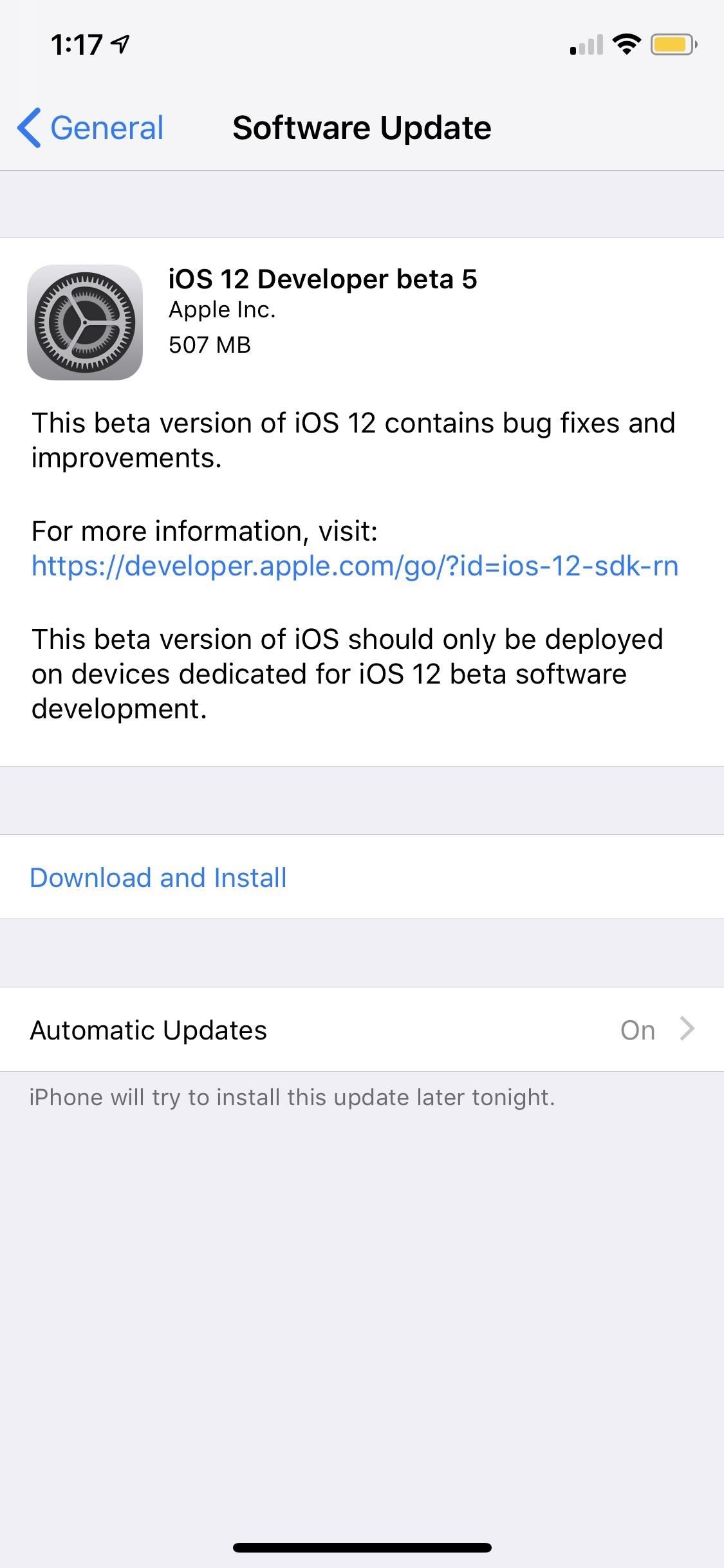 iOS 12 Beta 5 for iPhones Released to Apple Developers