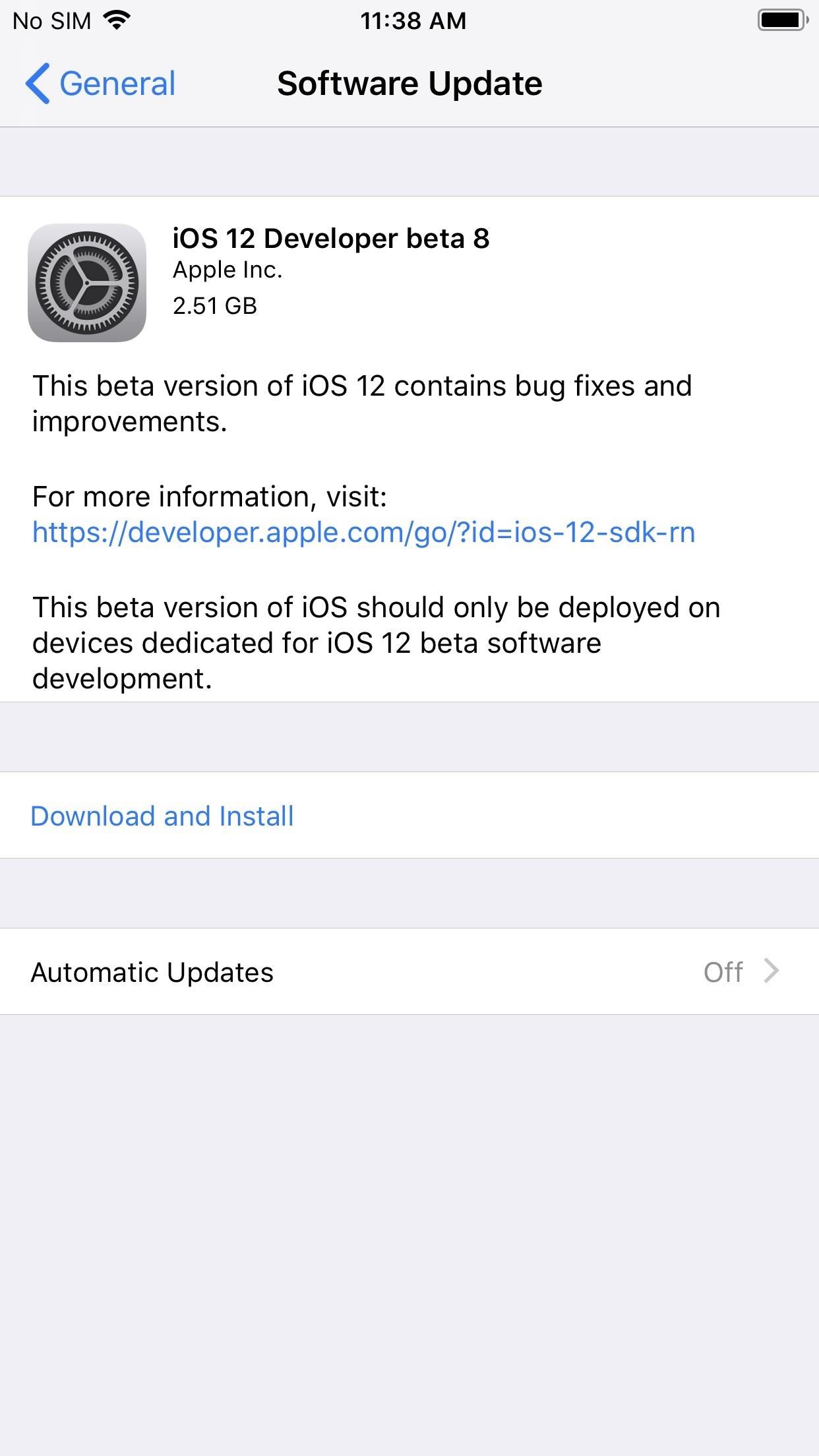 iOS 12 Beta 8 Released to Apple Developers