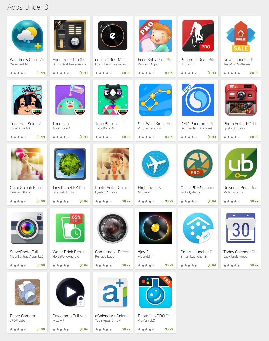 Limited Time Only: Google Play Apps & Games on Sale for a Dollar