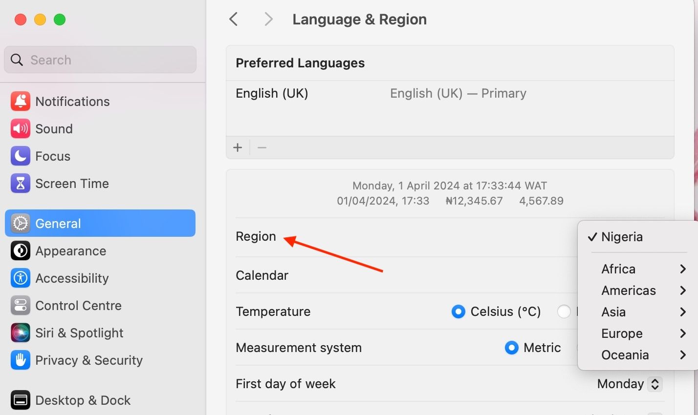 Mac Region Settings