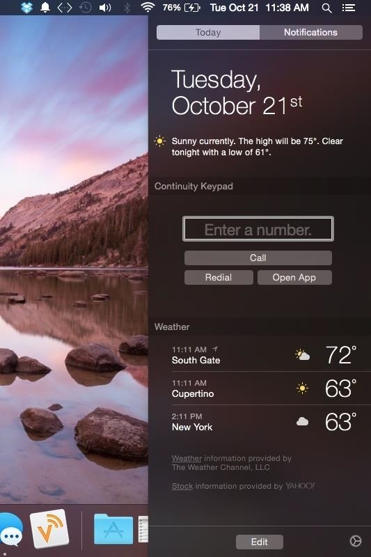 Make Phone Calls Right from Yosemite's Notification Center