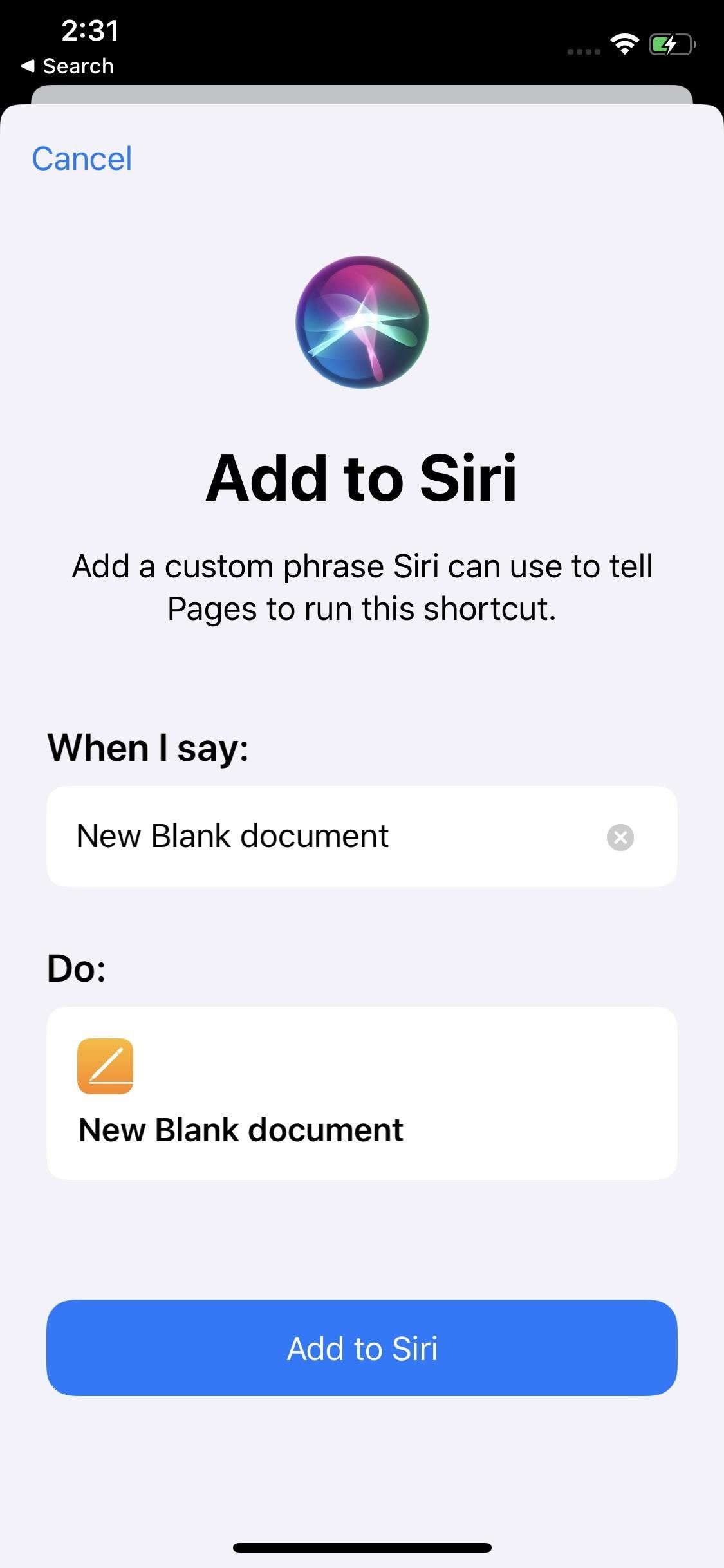 Make Siri Start a New Blank Apple Pages Document on Your iPhone