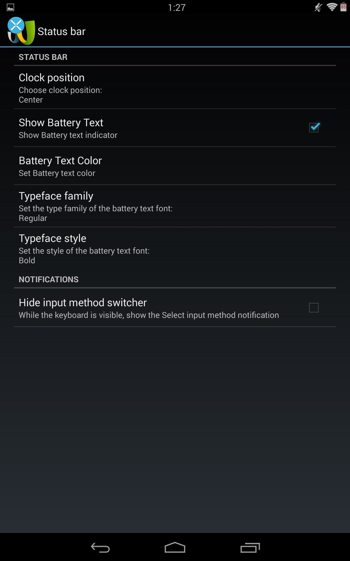 How to Make the Status Bar's Battery Percentage Text Easier to Read on Your Nexus 7