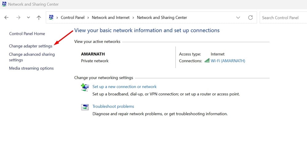 Change Adapter Settings