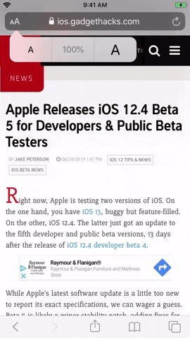 How to Make Text Bigger or Smaller in iOS 13's Safari — Without Affecting the Rest of the Webpage