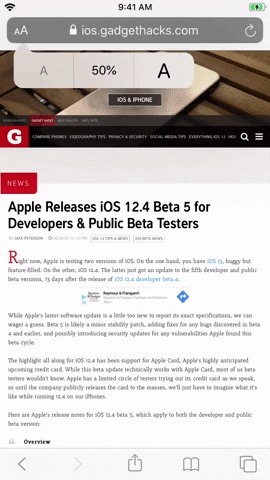 How to Make Text Bigger or Smaller in iOS 13's Safari — Without Affecting the Rest of the Webpage