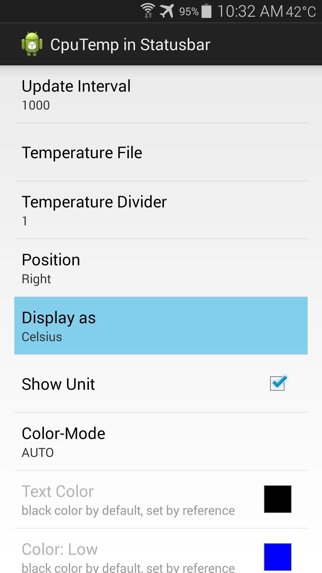 Monitor CPU Temperature from Android's Status Bar