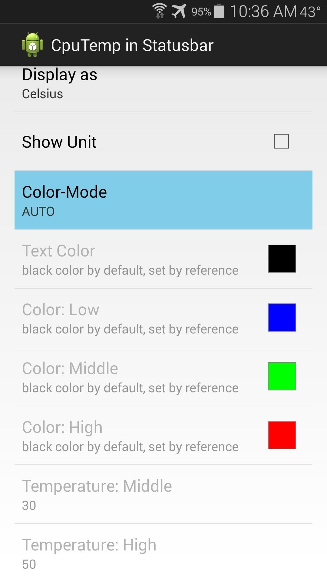 Monitor CPU Temperature from Android's Status Bar