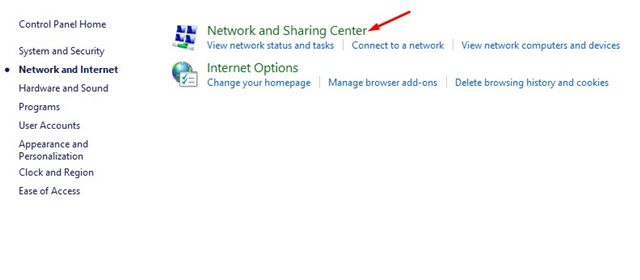 Network and Sharing Center