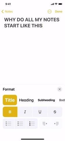 New Notes on Your iPhone Don't Have to Start with Big, Bold Text