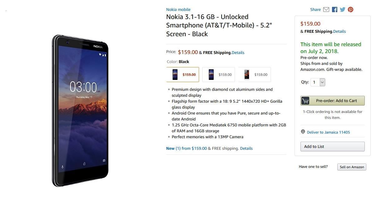 The Nokia 3.1 Gets Updates Directly from Google for Only $159